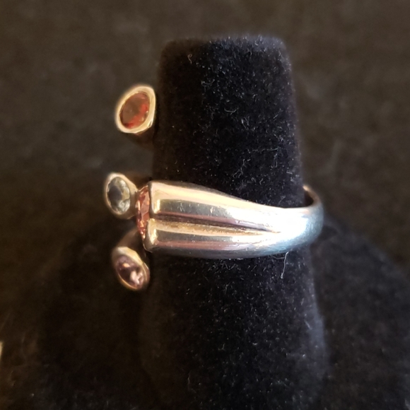 Sterling 925 silver ring w/ multi-colored gemstone - Picture 3 of 6